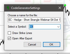 code generator setting strategie opzioni