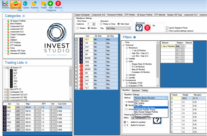 analisi quant investing in trading workspace invest studio